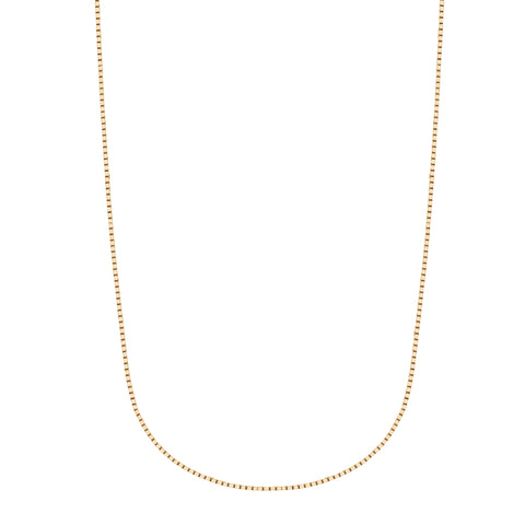 14K Solid Yellow Gold Box Chain Necklace Lobster Lock 0.6mm