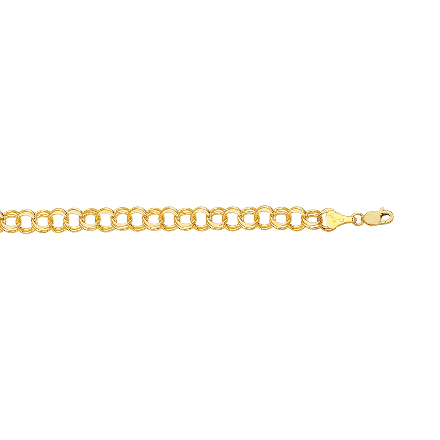 Ritastephens 14K Solid Real Yellow Gold Link Charm Bracelet 7 1/4" – Elegant Jewelry Piece with Polished Links