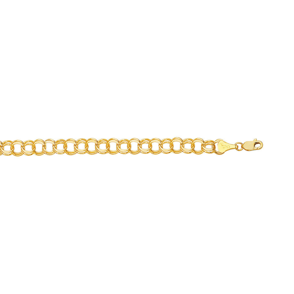 14k Solid Real Yellow Gold Link Charm Bracelet 7 1/4"