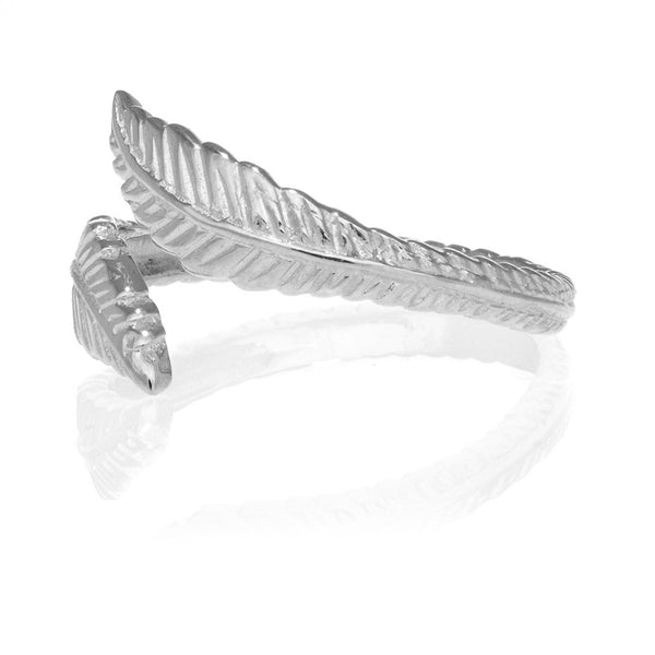 Sterling Silver Feather Leaf Adjustable Ring or Toe Ring