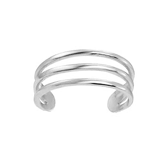 Ritastephens 14K White Gold Triple Row CZ Adjustable Toe Ring – Elegant and Sparkling Body Art Accessory with a Sophisticated, Radiant Crystals, and Customizable Fit for Versatile Styling