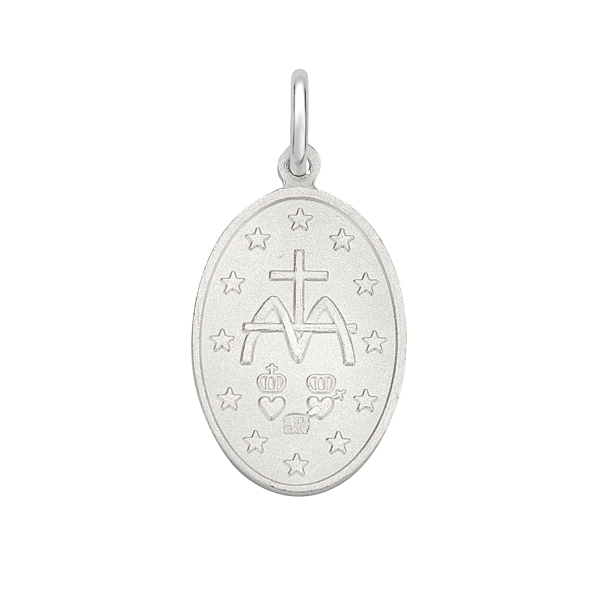 Ritastephens Sterling Silver Miraculous Mary Medal Charm Pendant 22mm with Cable Chain Necklace - Elegant Religious Jewelry, Italian Craftsmanship,