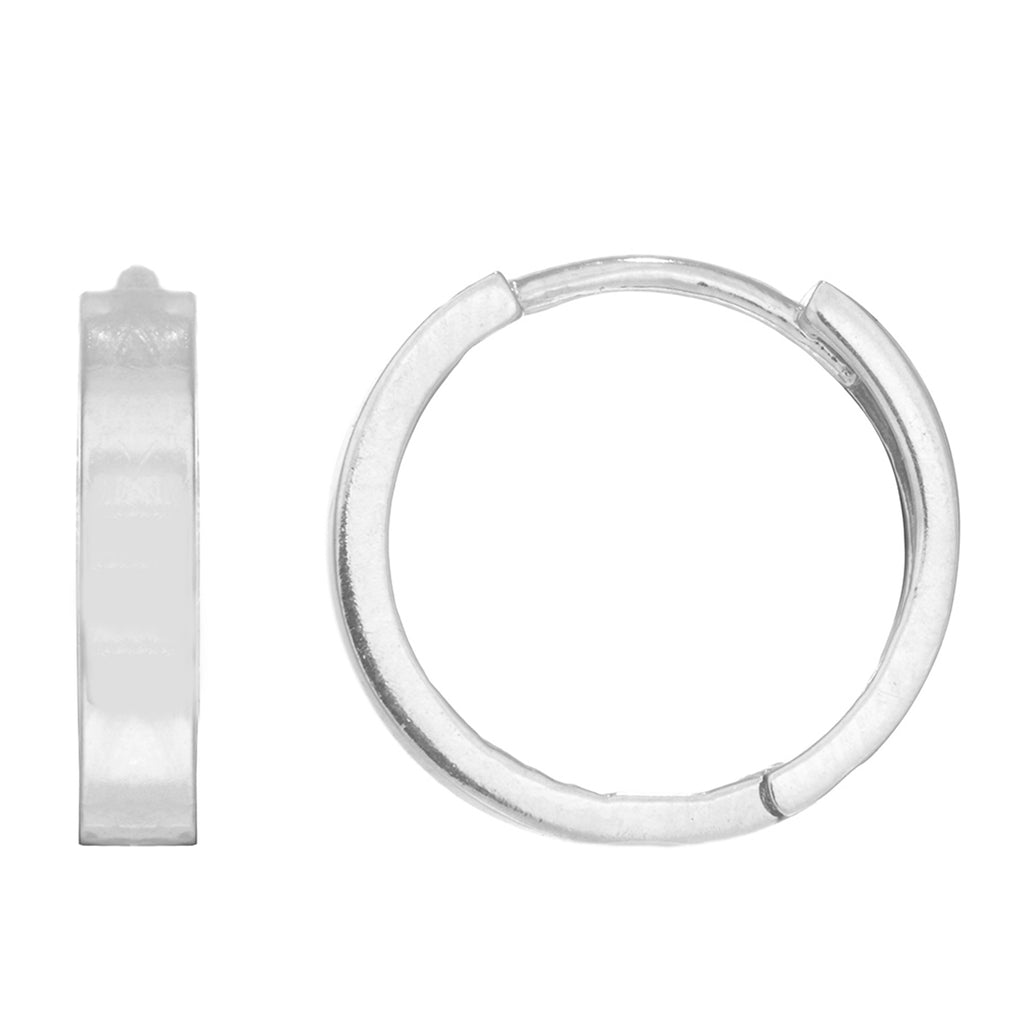 14k White Gold Square Tubular Huggies Huggy Hoops Hoop Earrings 2.5x13mm