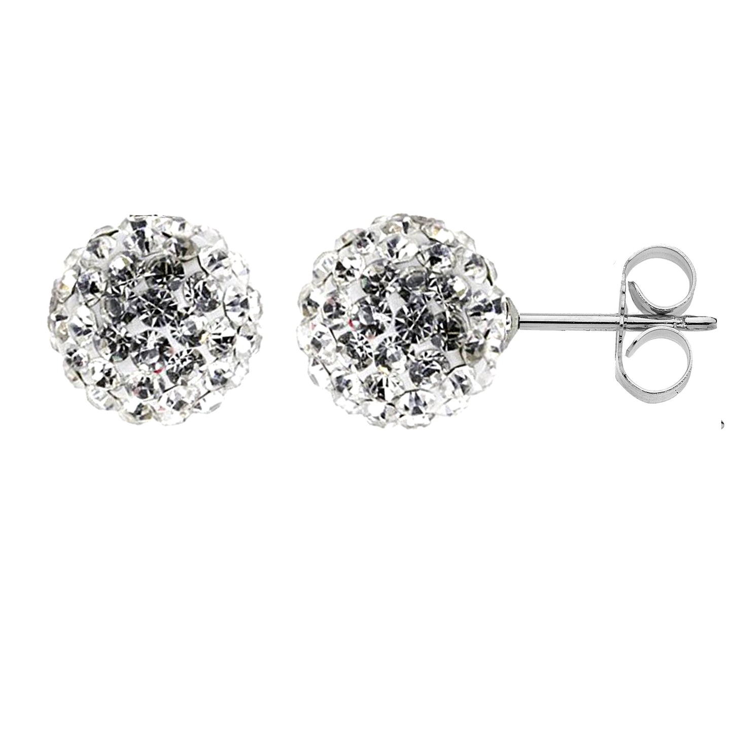 Ritastephens Sophisticated 8.5mm Crystal Fireball Ice Stud Earrings – Elegant and Glamorous Sterling Silver Jewelry, Sparkling and Chic Fashionable Luxury