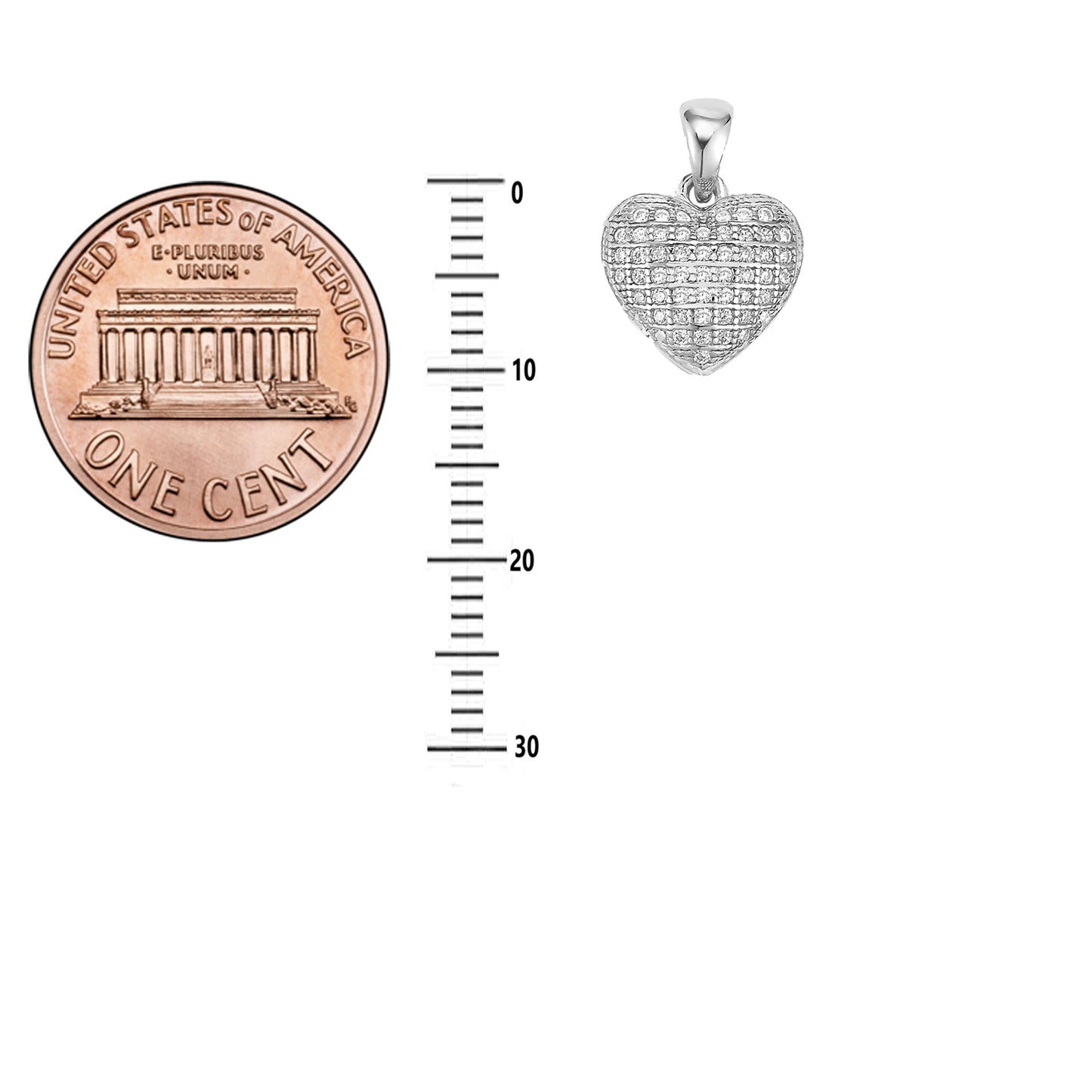 Ritastephens Sterling Silver Cubic Zirconia Heart Pendant Necklace – Elegant Heart-Shaped Design, Dazzling Sparkle, Timeless Fashion Jewelry