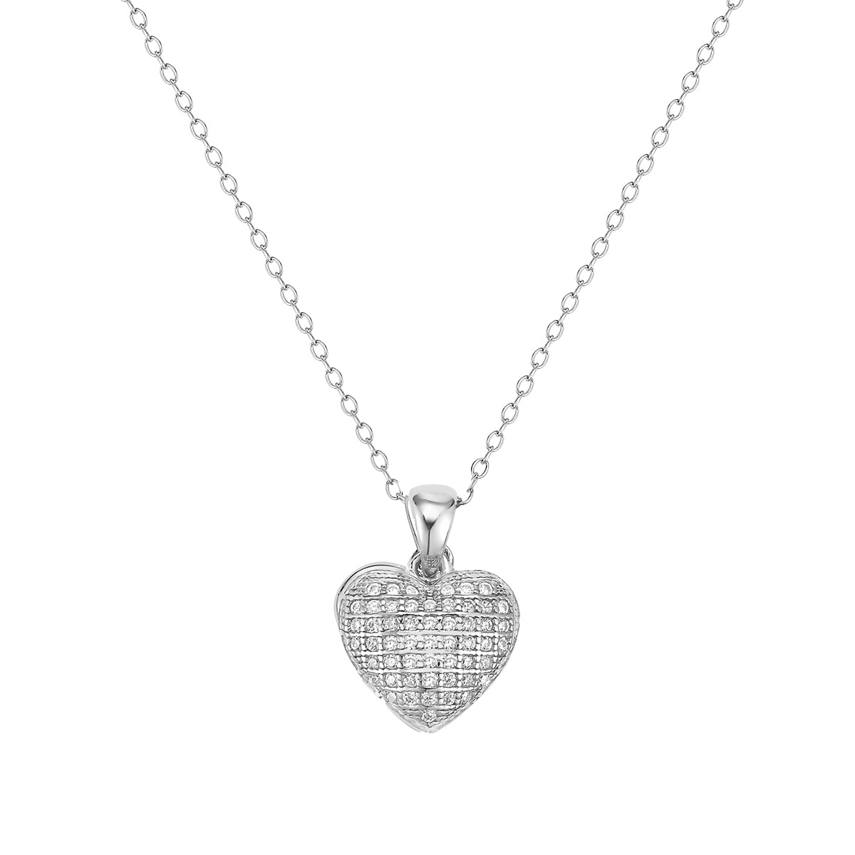 Ritastephens Sterling Silver Cubic Zirconia Heart Pendant Necklace – Elegant Heart-Shaped Design, Dazzling Sparkle, Timeless Fashion Jewelry
