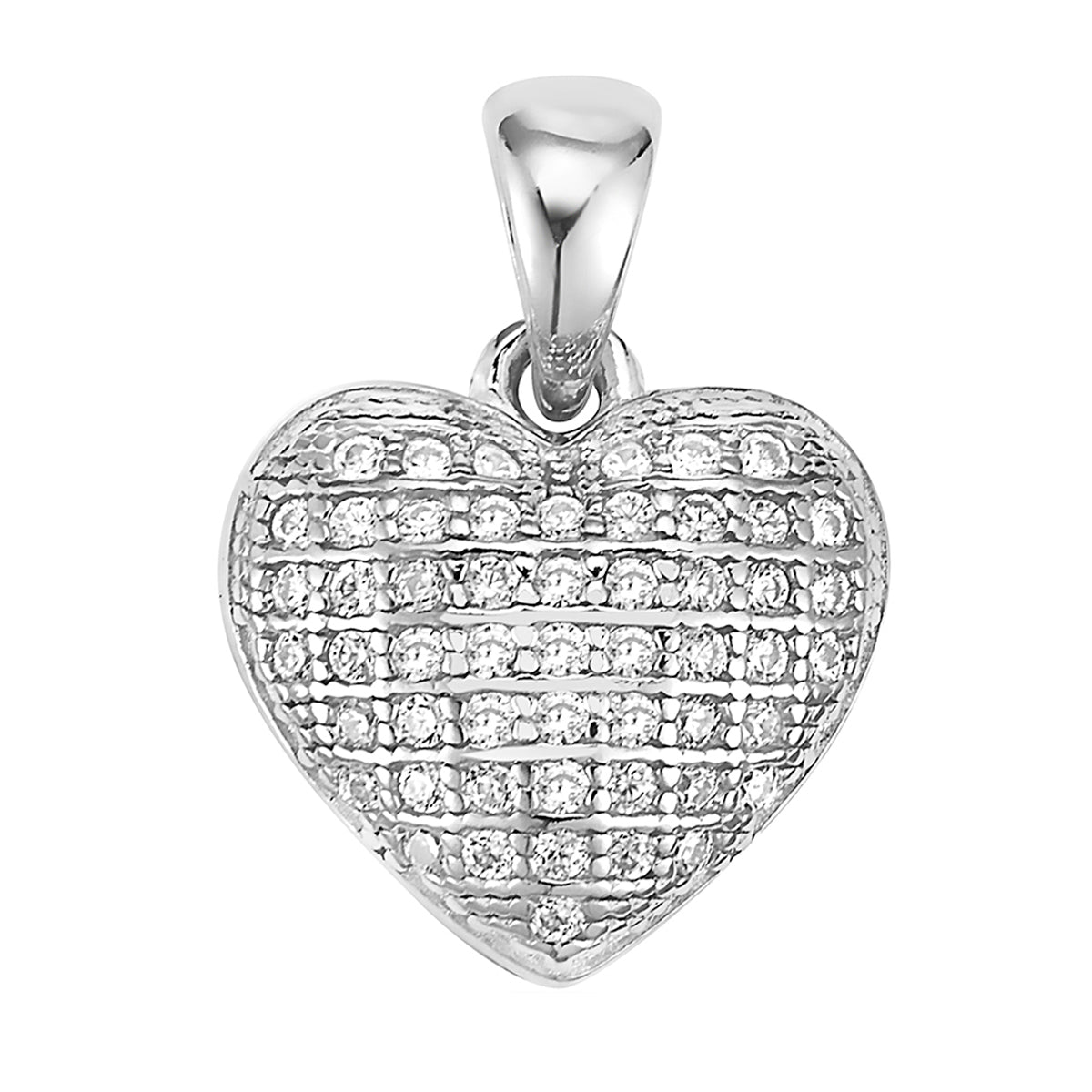 Ritastephens Sterling Silver Cubic Zirconia Heart Pendant Necklace – Elegant Heart-Shaped Design, Dazzling Sparkle, Timeless Fashion Jewelry