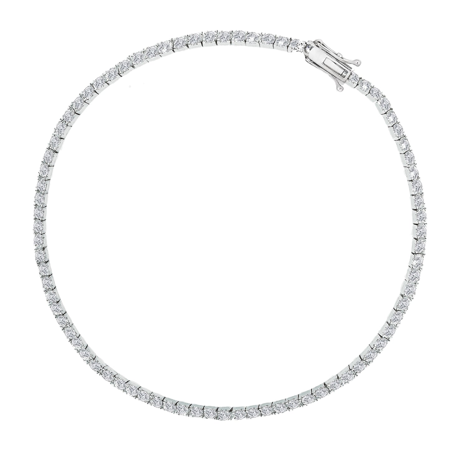 Ritastephens Sterling Silver Italian Cubic Zirconia Tennis Ankle Bracelet – Elegant 3mm Anklet in 7” & 10” Sizes, High-Quality Sterling Silver Jewelry