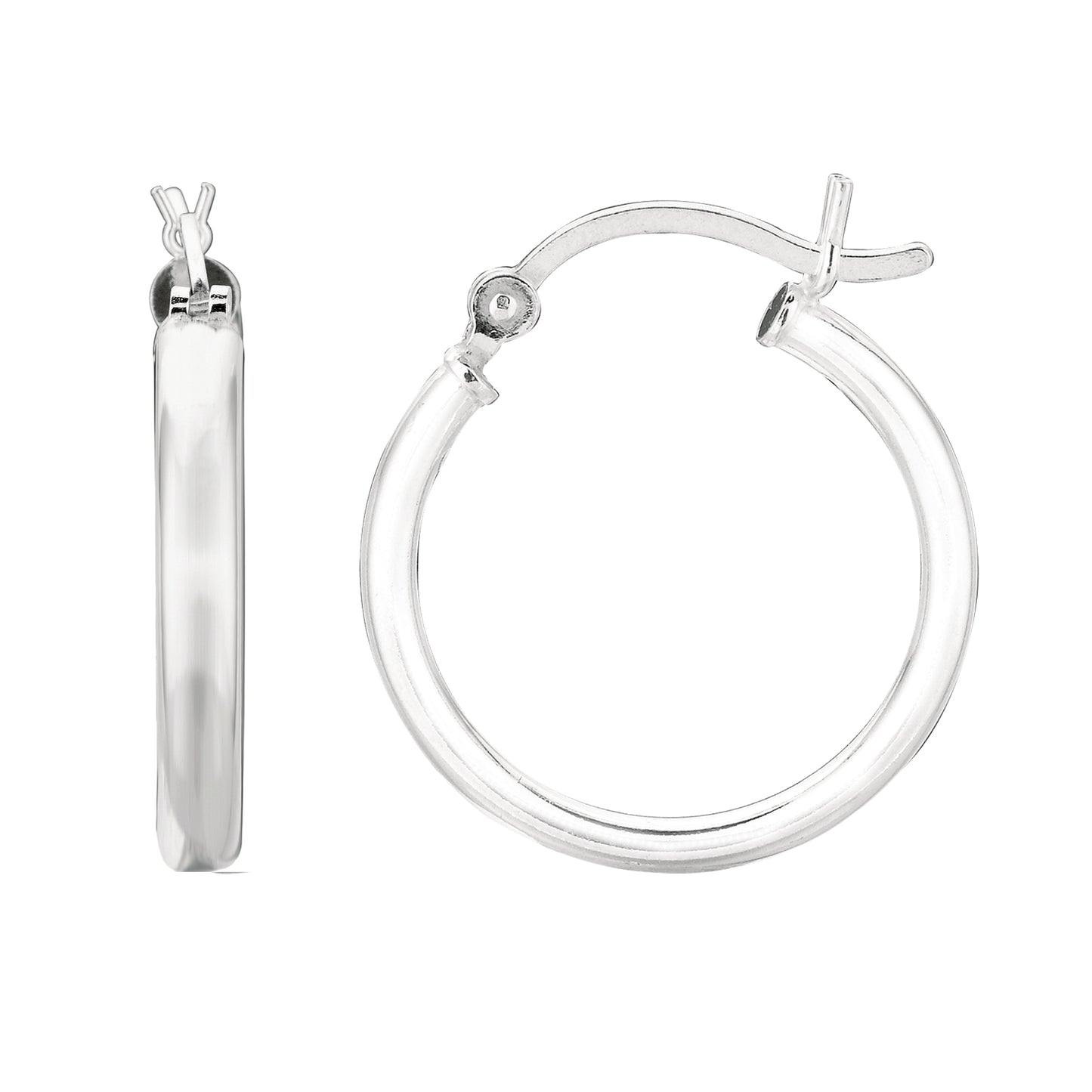 Genuine 925 Sterling Silver Tubular Hoops Earrings 12mm