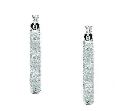 12mm sterling silver hoop earrings with fancy diamond cut design