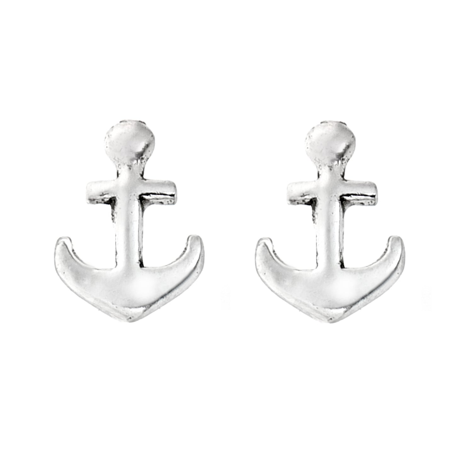 Ritastephens Dainty 8x6mm Sterling Silver Anchor Stud Earrings – Classic and Elegant Nautical Jewelry with Modern Petite Design and Subtle Nautical Theme