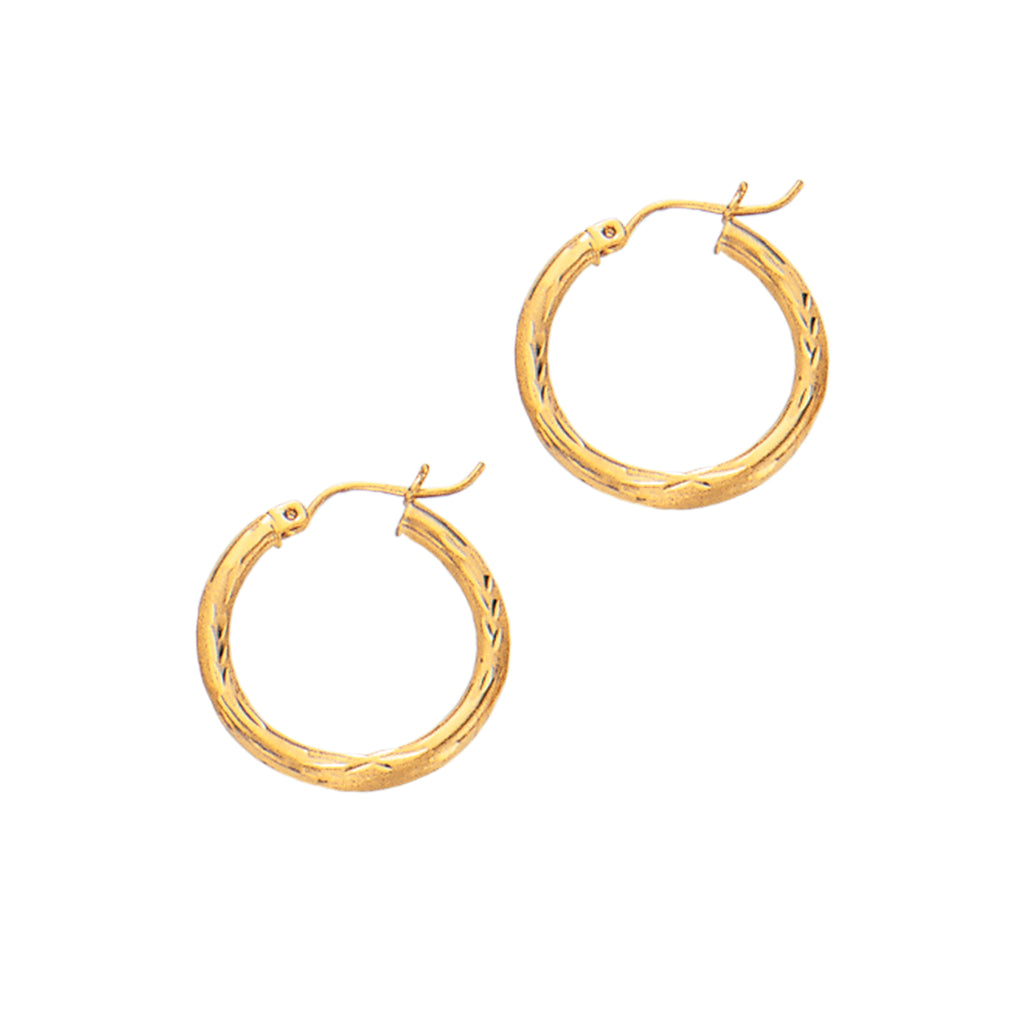 14K Real Yellow Gold Tubular Hoop Hoops 2 X 15mm Earrings New