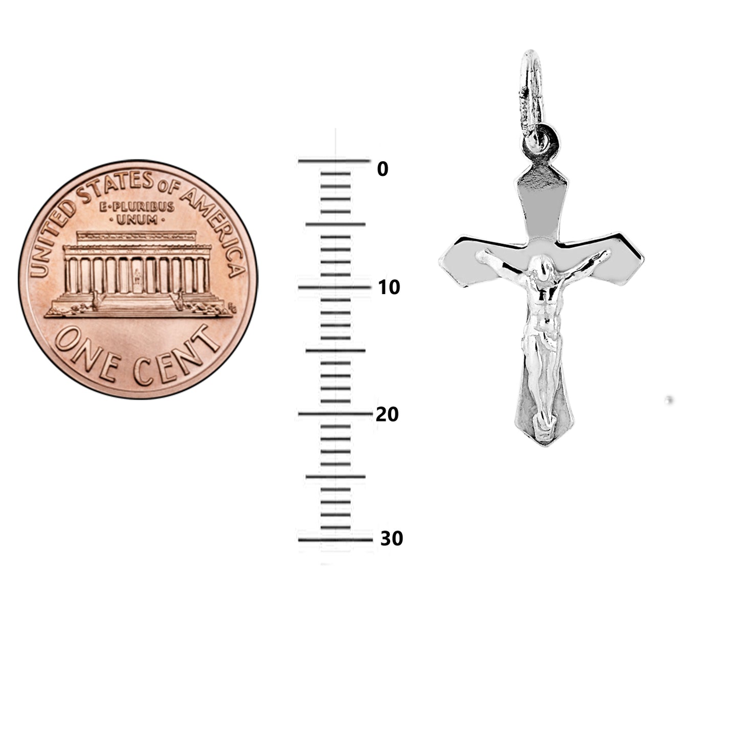 Baby Cross Crucifix Pendant Necklace 16 inches long Sterling Silver 925