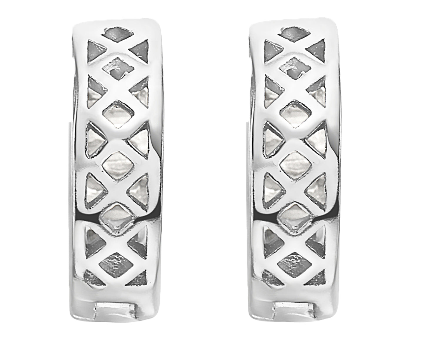 Ritastephens Sterling Silver Baguette CZ Cubic Zirconia Reversible Huggee Hoop Earrings – Elegant & Versatile Silver Huggies with Polished Baguette Cut CZ