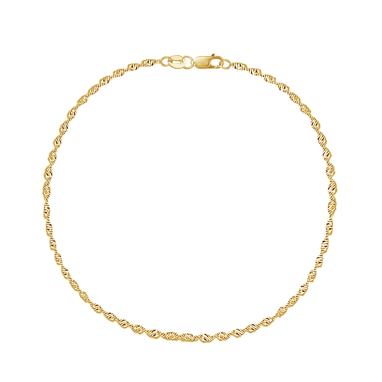 Ritastephens 14k Yellow Gold Singapore Sparkle Anklet - 10" Elegant Ankle Bracelet with Lobster Clasp - Timeless, Dazzling Design for Every Occasion