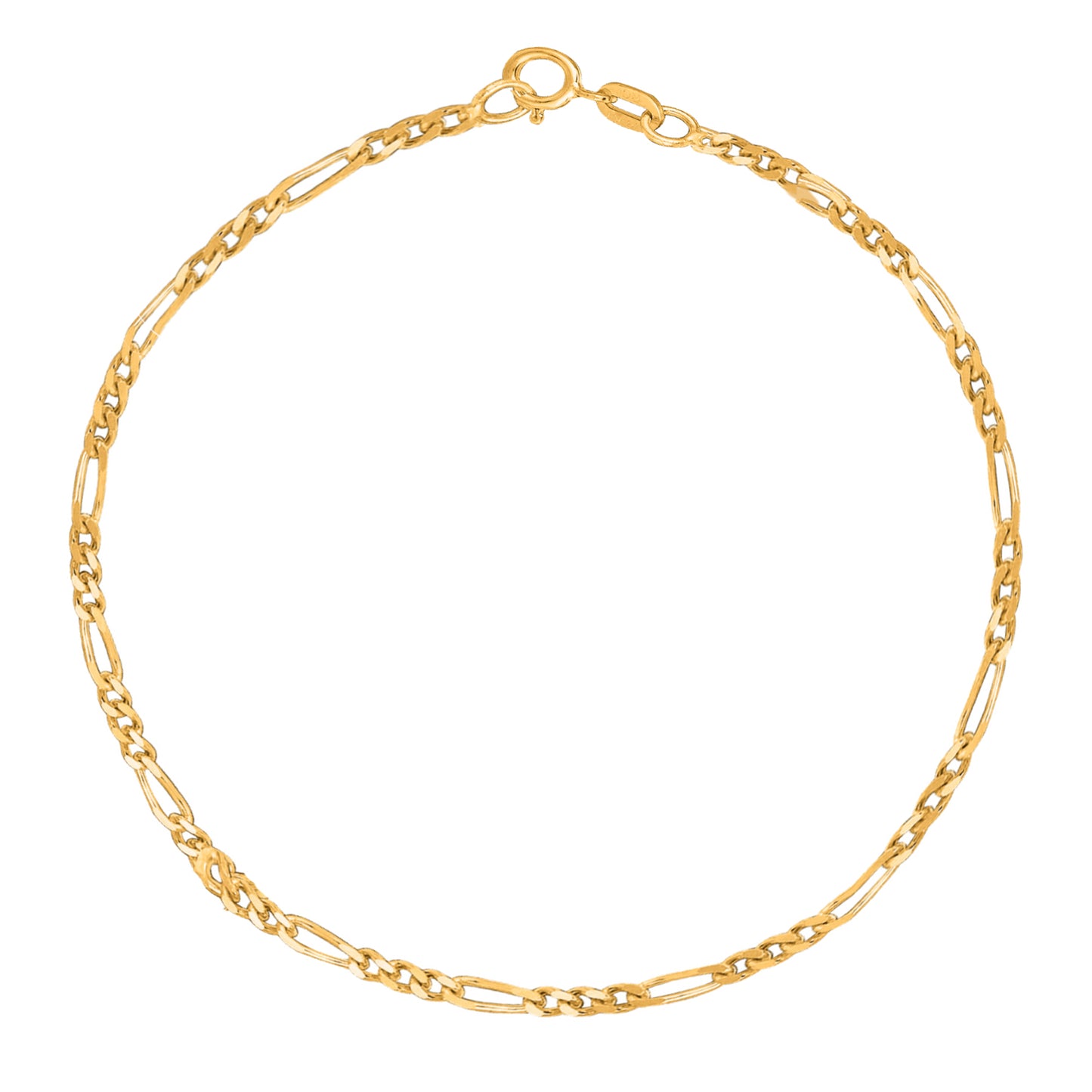 14K Real Yellow Gold Figaro Anklet – Elegant 10-Inch Ankle Bracelet with 1.3mm Classic Figaro Links, High-Quality Solid Gold Jewelry Featuring a Secure Spring Ring Clasp, Perfect for Everyday Wear and Special Occasions