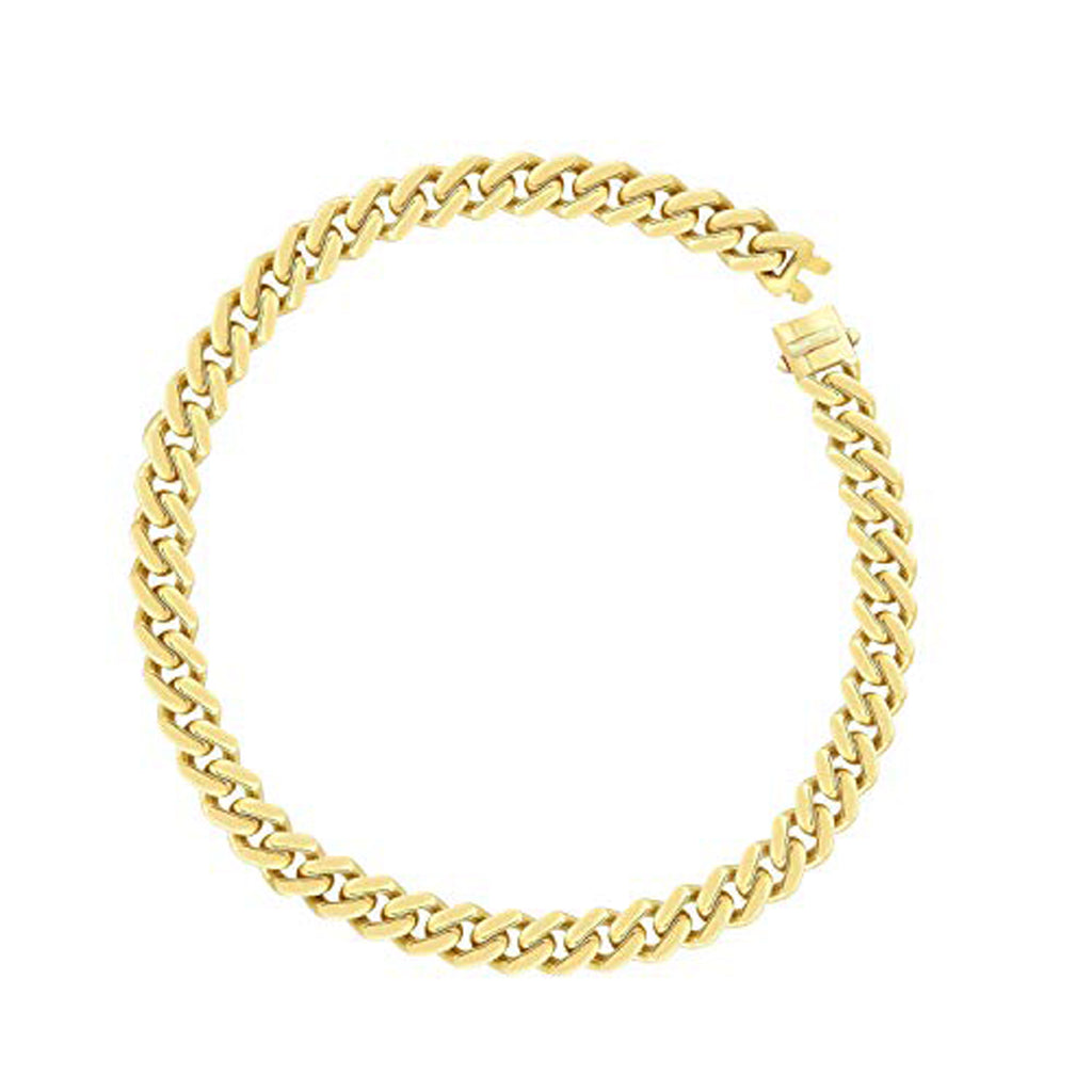 Ritastephens 14K Gold Classic Open Link Lite Miami Cuban Box Lock Chain Bracelet