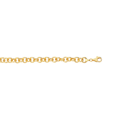 14k Solid Real Yellow Gold Link Charm Bracelet