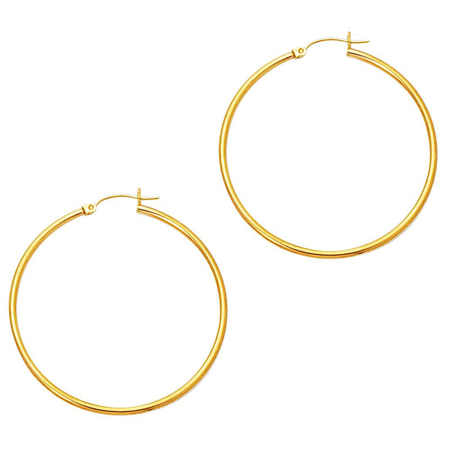 Ritastephens 14K Yellow Gold Tubular Jumbo Hoop Earrings - 45x2mm, Classic & Elegant Real Gold Hoops, Large Stylish Design, Timeless Lightweight, Versatile Everyday Jewelry