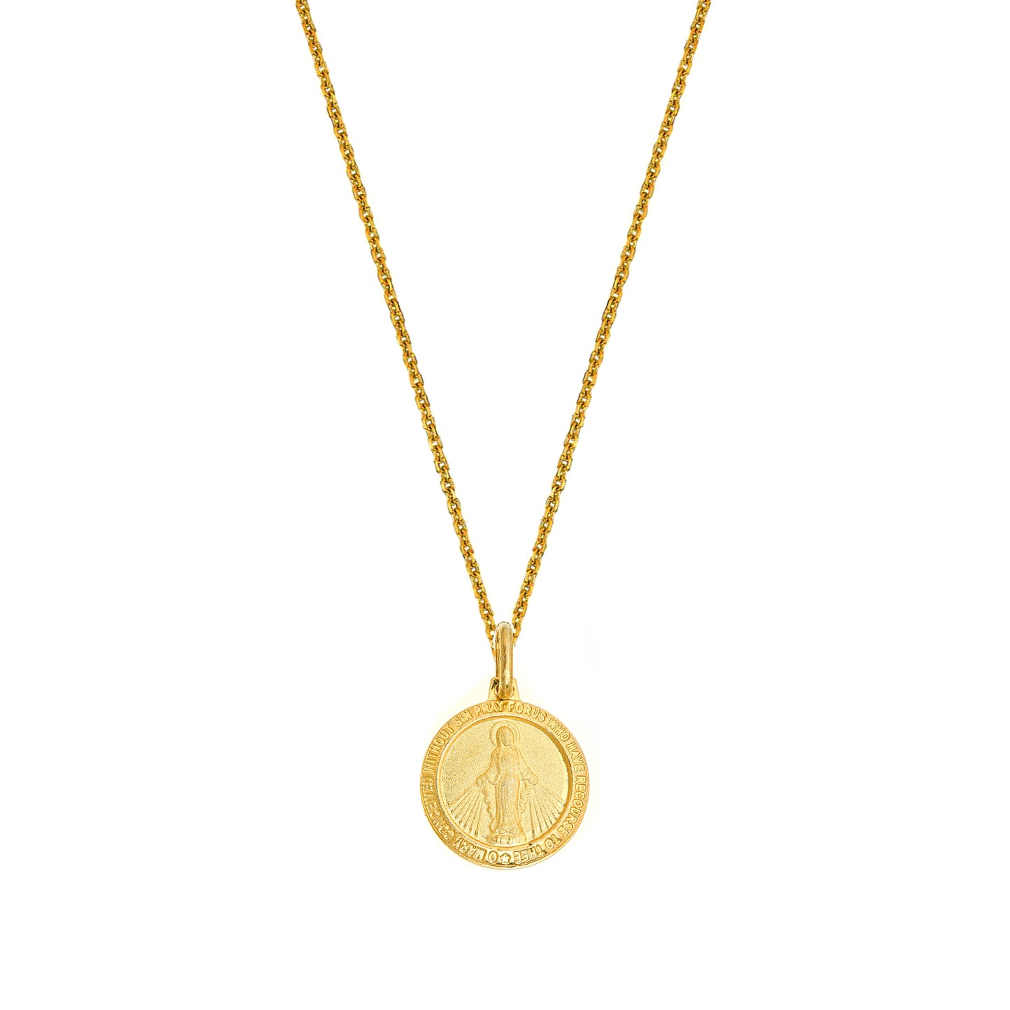 Ritastephens Radiant Round Miraculous Mary Medal Pendant Necklace - 18" Sterling Silver with Gold-Tone Overlay, 16mm, Meaningful Faith Jewelry Gift"
