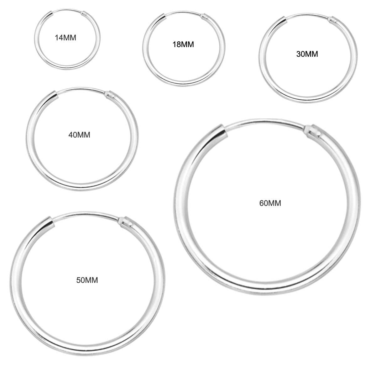 Ritastephens .925 Sterling Silver Endless Hoop Earrings – Elegant 18mm Silver Hoops, Classic Minimalist Design