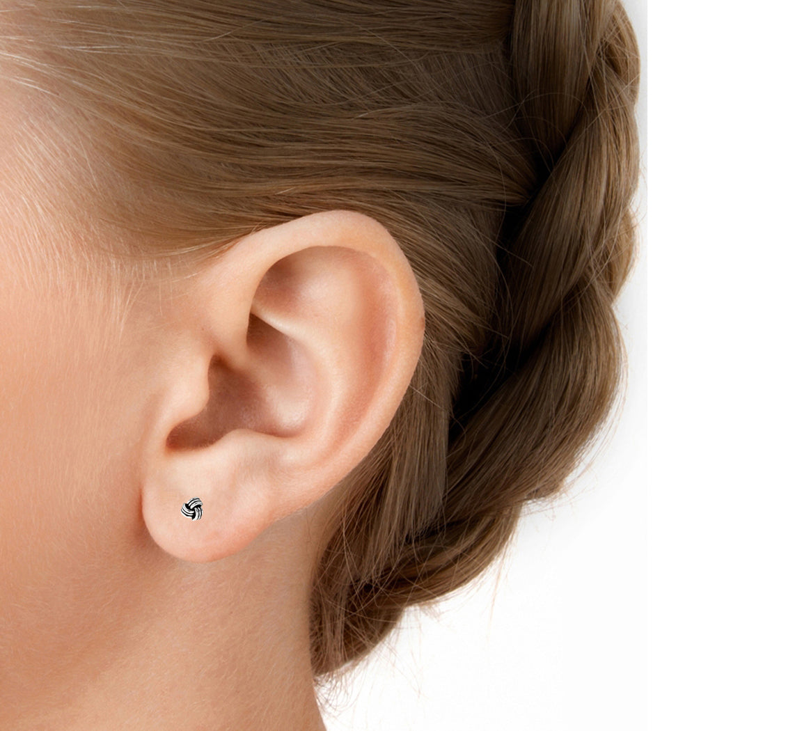 Ritastephens Dainty 5mm Sterling Silver Mini Love Knot Stud Earrings – Classic and Elegant Tiny Knot Design with Subtle Romantic Touch and Timeless Appeal