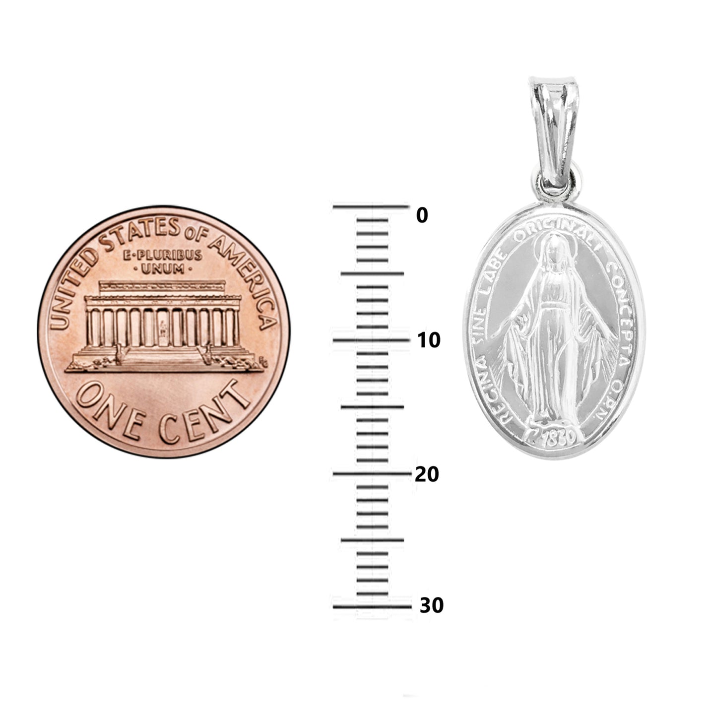 Ritastephens Elegant Sterling Silver Miraculous Mary Medal Pendant Necklace - Available in Small and Regular Sizes with 18-Inch Chain (19mm) Faith Style,