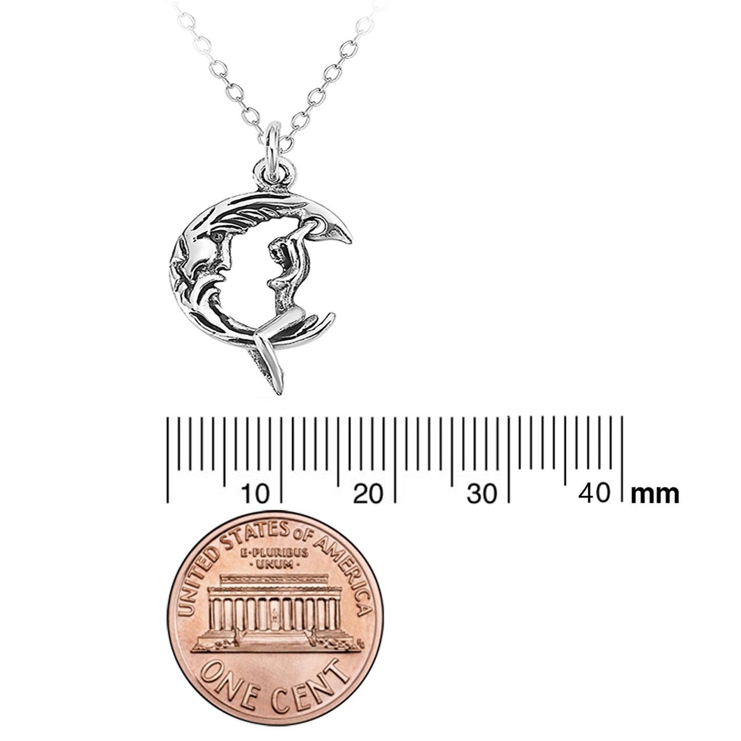 Ritastephens Exquisite Sterling Silver Movable Rider Necklace Featuring a Charming Lady on the Moon Pendant – Perfect 18-Inch Chain