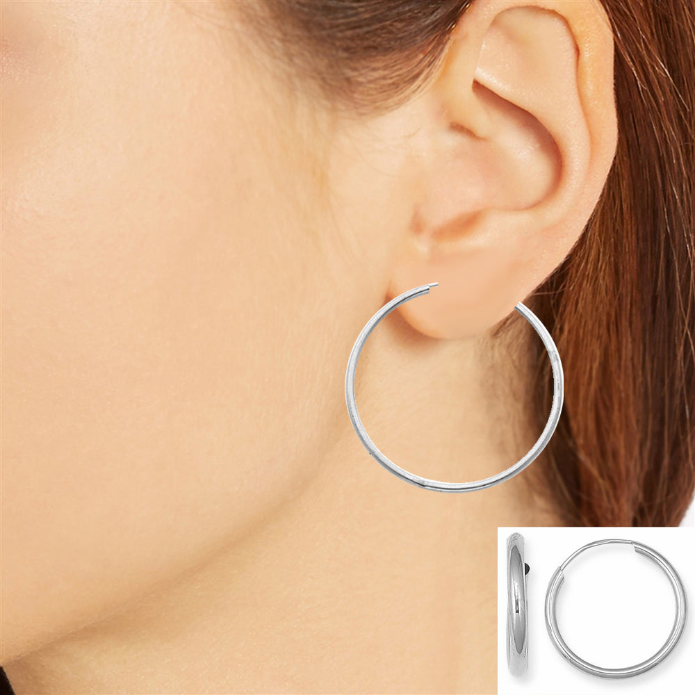 Ritastephens Jumbo Hoop Earrings - Endless Large 50mm Hoops, 925 Sterling Silver Classic Big Silver Hoops Large Thin Hoops Sterling Silver Hoops