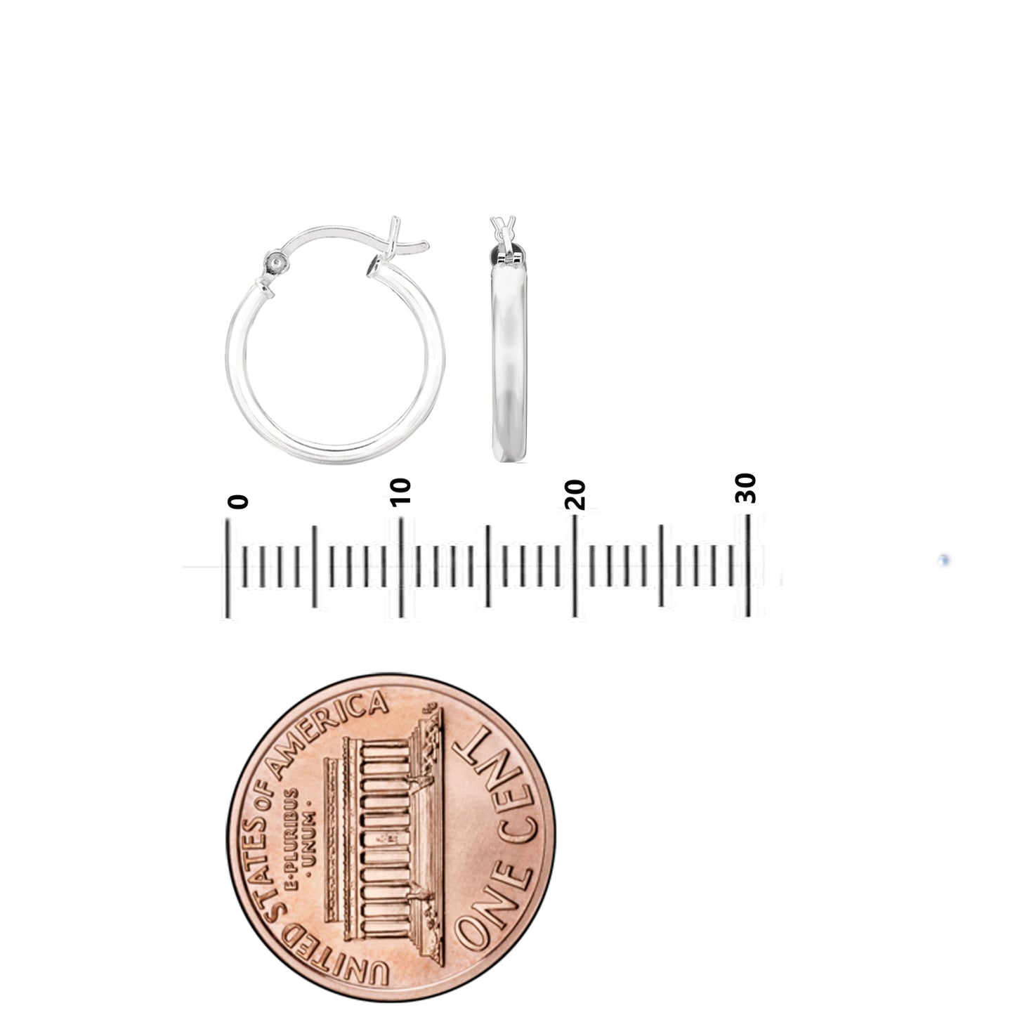 Sterling Silver 925 Hoop Earrings 12mm diameter by 2mm thick