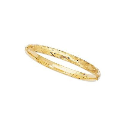 14k Yellow Gold Hinged X O Hugs Kisses Design Bangle Bracelet 8 inches