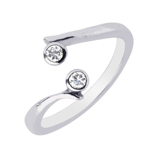 sterling silver 925 toe ring with clear cz crystal adjustable
