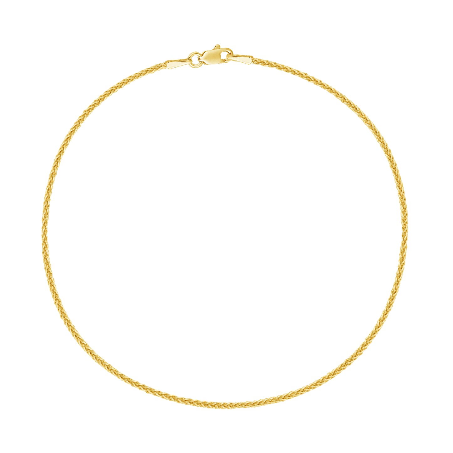 Ritastephens 14k Yellow Gold Wheat Chain Anklet - 10" Delicate 1.1mm Ankle Bracelet with Secure Lobster Clasp - Elegant and Timeless Shine