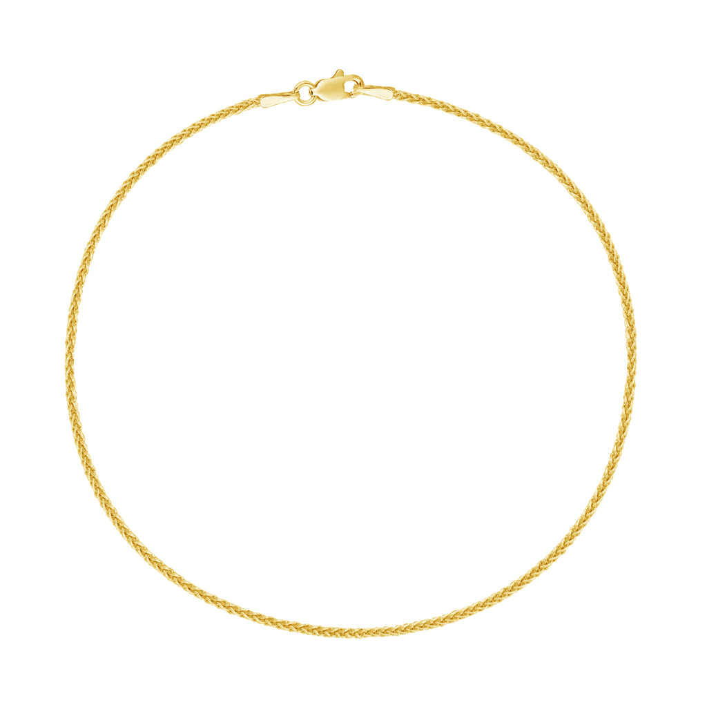 14k Real Yellow Gold Wheat Chain Anklet Lobster Lock Ankle Bracelet 1.1mm 10"