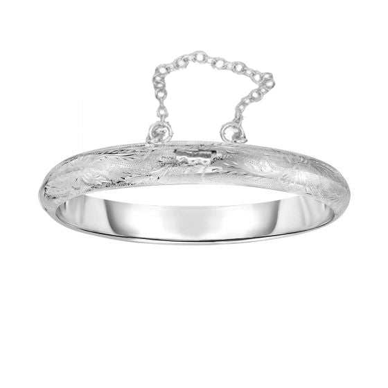 Ritastephens Children's Sterling Silver Engraved Baby Bangle Bracelet for Kids – 5.5 Inches, Personalized and Elegant Jewelry
