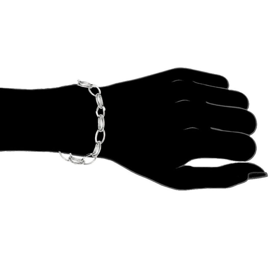 Ritastephens Elegant Sterling Silver Rolo Link Oval Bracelet Chain with Secure Lobster Clasp Closure, 7.25"