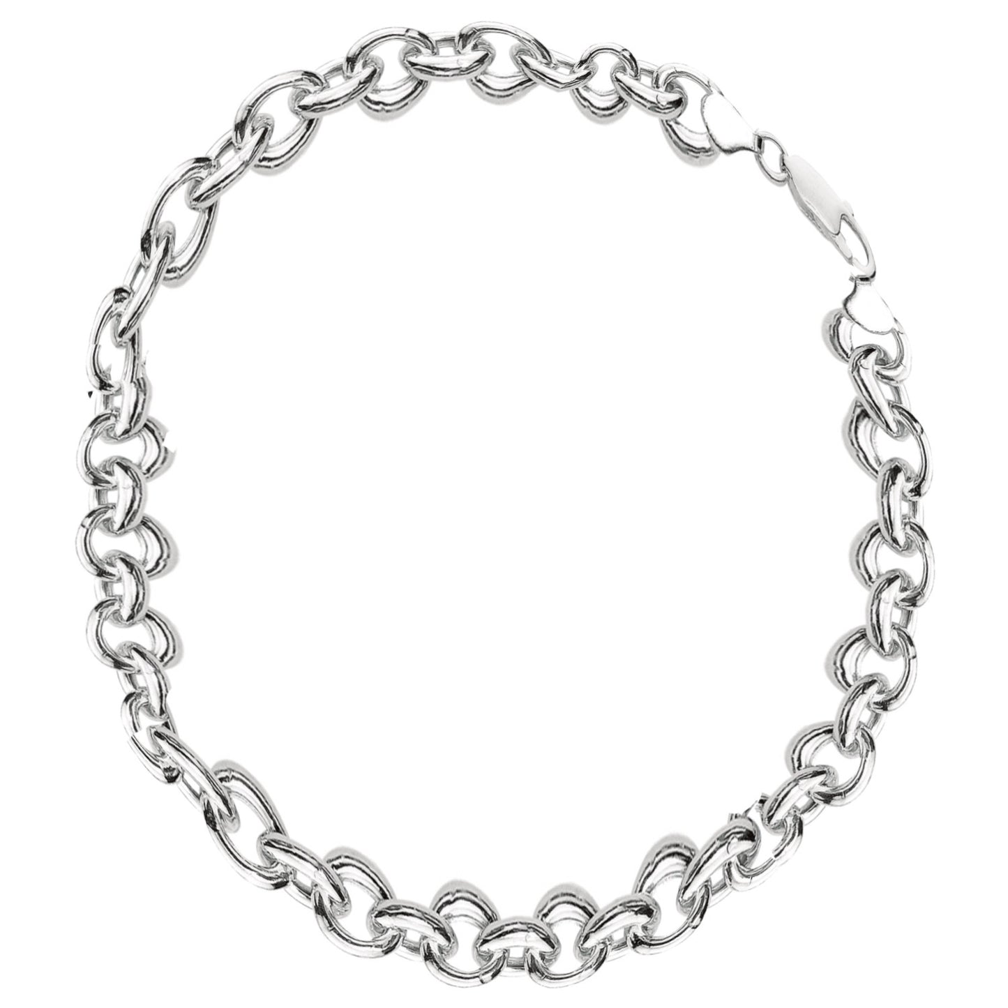 Ritastephens Elegant Sterling Silver Rolo Link Round Bracelet Chain with Secure Lobster Clasp Closure, 7.25 Inches Length