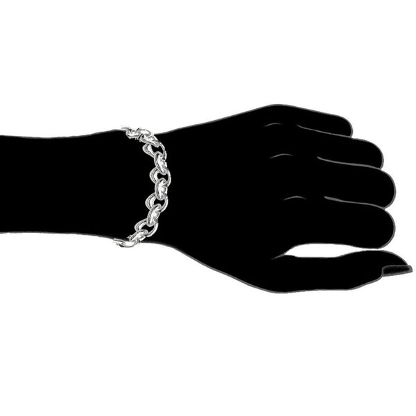 Sterling Silver Rolo Link Round Bracelet Chain with Lobster Lock 7.25 Inches