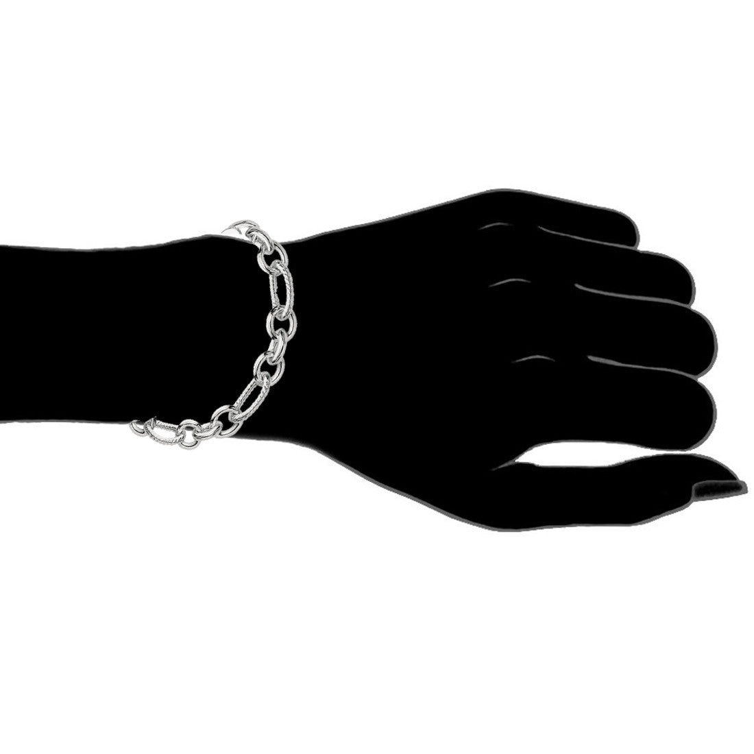 Ritastephens Sterling Silver Rolo Link Fancy Charm Bracelet Chain with Secure Lobster Clasp Closure – 7.25''