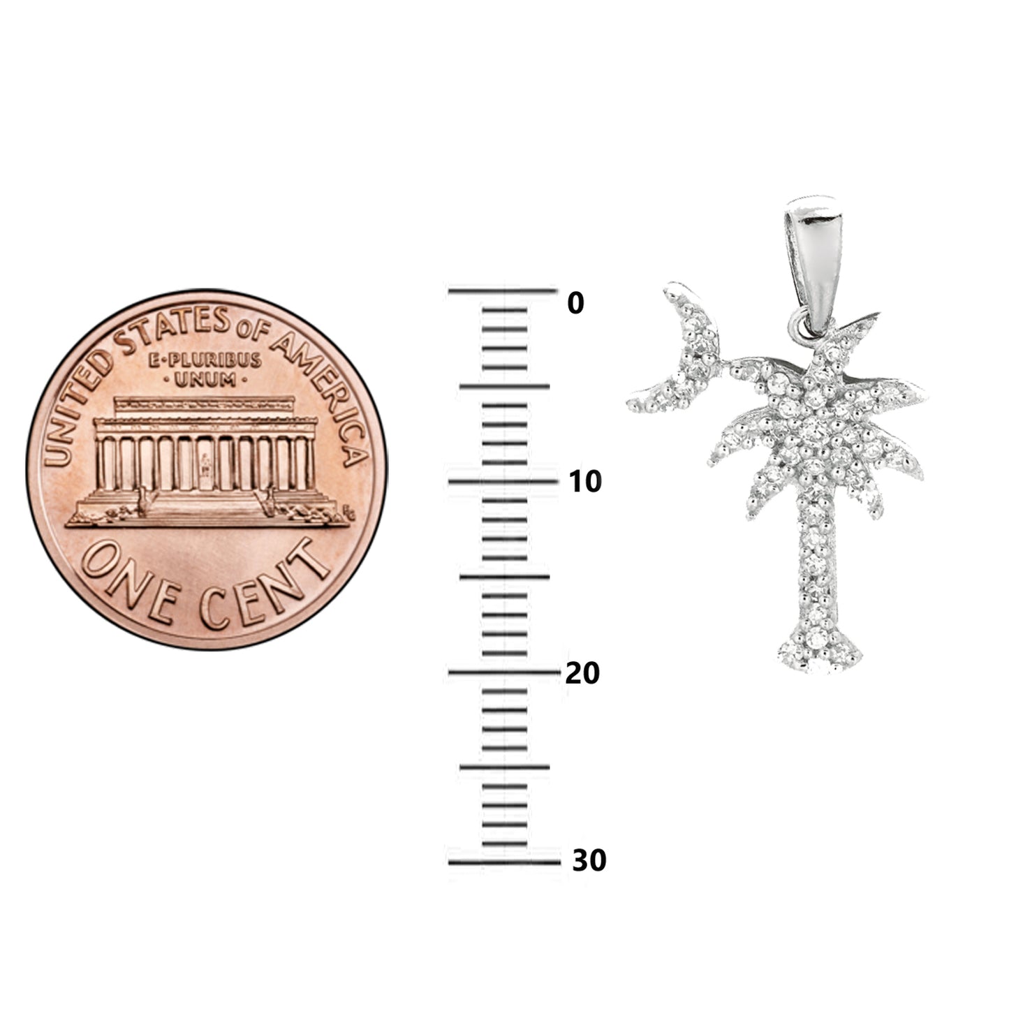 Sterling Silver Palmetto Moon Necklace with Cubic Zirconia - South Carolina Symbol Jewelry