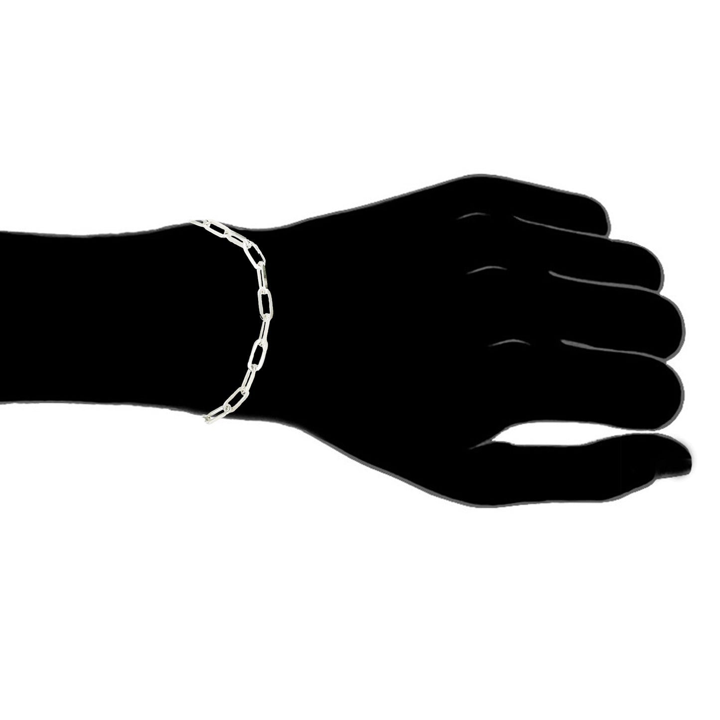 RitastephRens Delicate Sterling Silver Paperclip Link Bracelet – Adjustable Length, Polished Finish, and Modern Elegance for Versatile Everyday Luxury and Sophisticated Style