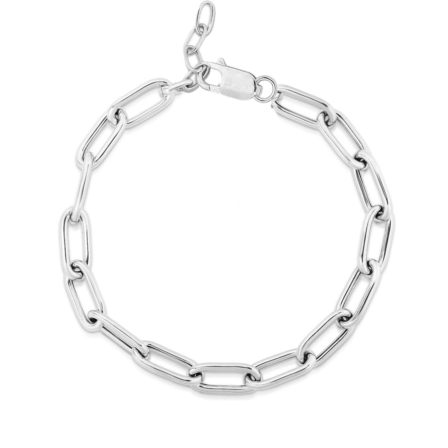 RitastephRens Delicate Sterling Silver Paperclip Link Bracelet – Adjustable Length, Polished Finish, and Modern Elegance for Versatile Everyday Luxury and Sophisticated Style
