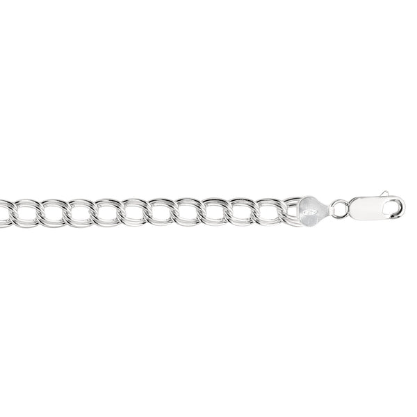 Sterling Silver Shiny Double Link Chain Bracelet with Lobster Lock 8 inches<li>Lobster lock for comfort and safety when worn.<li><li>1. Length: 7.25 inches </li><li>2. Length: 8 Inches</li><li> Well designed and very attractive when worn.<li>All items come with a gift box.<li>Properly stamped and marked<li>Pictures are enlarged to show details