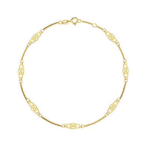 14K Solid Yellow Gold Infinity Anklet Adjustable 10"