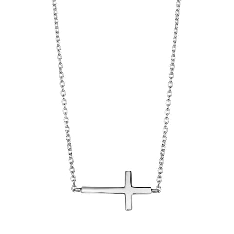 Sterling Silver Baby Sideways Cross Necklace