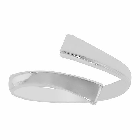 Ritastephens Elegant 14K White Gold Crossover Toe Ring – Shiny, Adjustable Body Art Accessory with Modern Crossover Design and Refined Finish