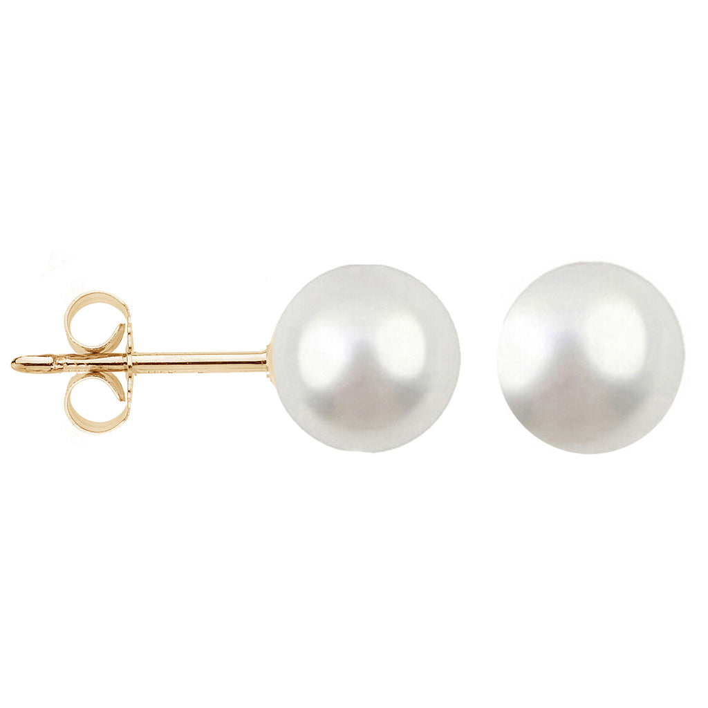 14k Gold Freshwater Cultured Pearl Stud Post Earrings 4MM