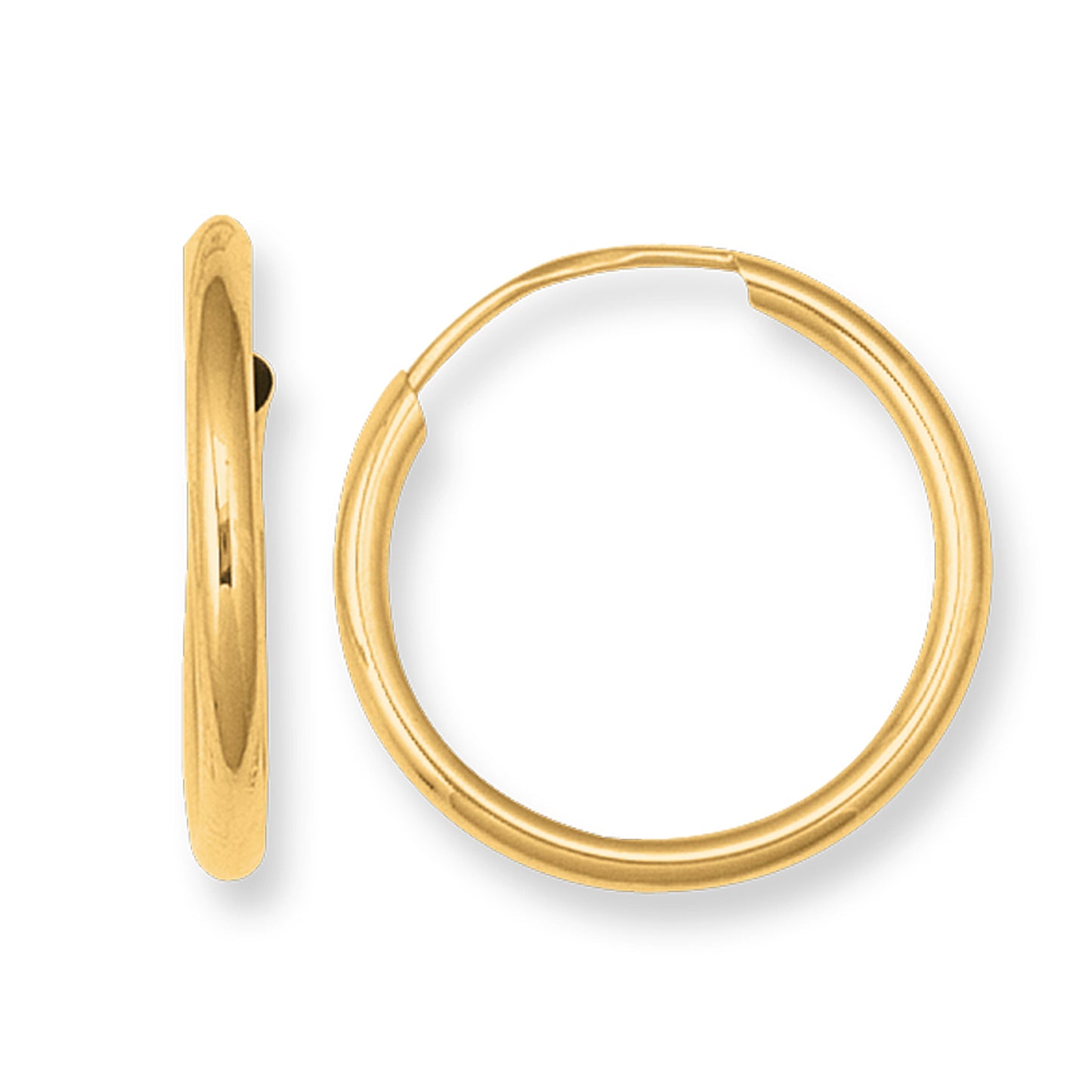 Ritastephens 14K Yellow Gold Endless Hoop Earrings – Elegant Hoops Available in 10mm, 12mm, 14mm, 16mm, 18mm, 25mm, and 40mm Sizes with Classic Design, Polished Finish, Lightweight Comfort, Secure Fit, and Timeless Versatility