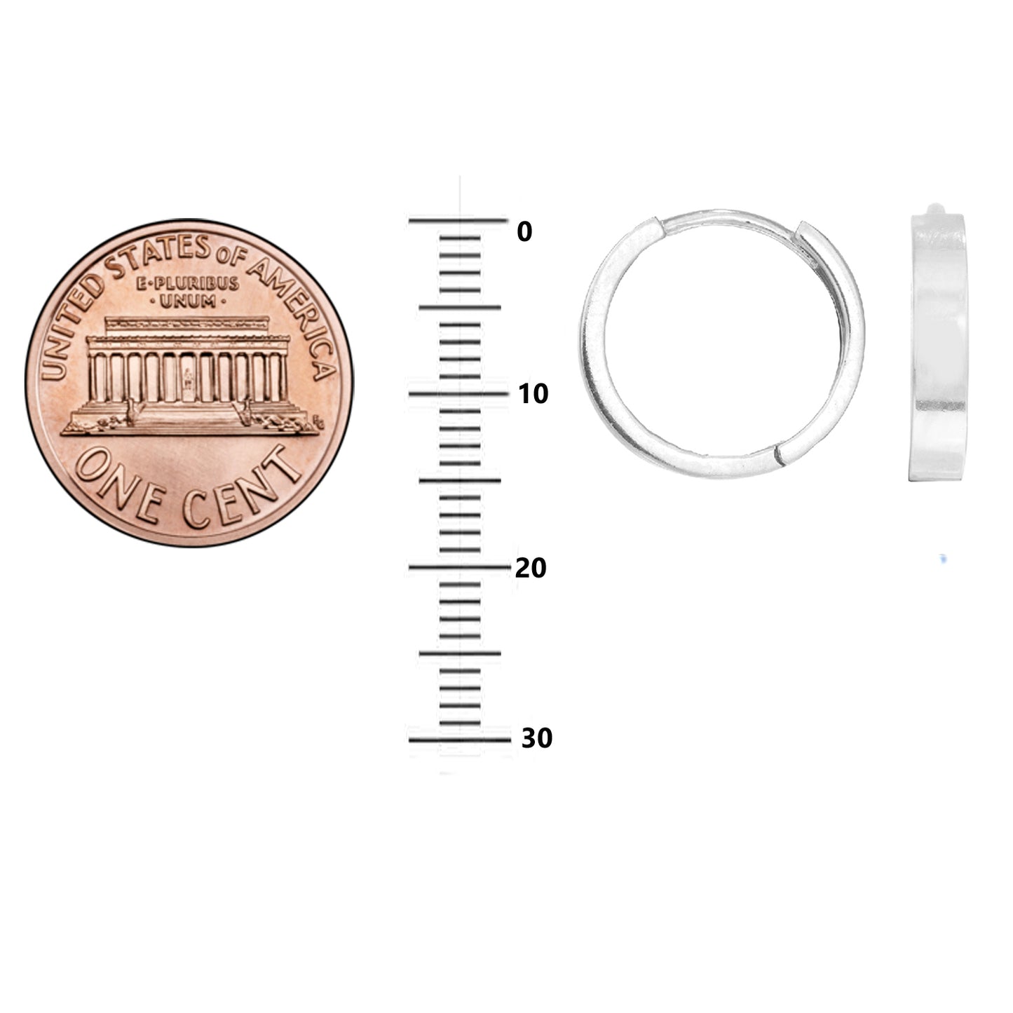 Ritastephens 14K White Gold Square Flat-Edge Tubular Huggy Huggies Hoops – Elegant Real Gold 14K, Modern Design with Sleek Flat-Edge Detail, Classic & Timeless Style, Premium Fine White Gold Jewelry