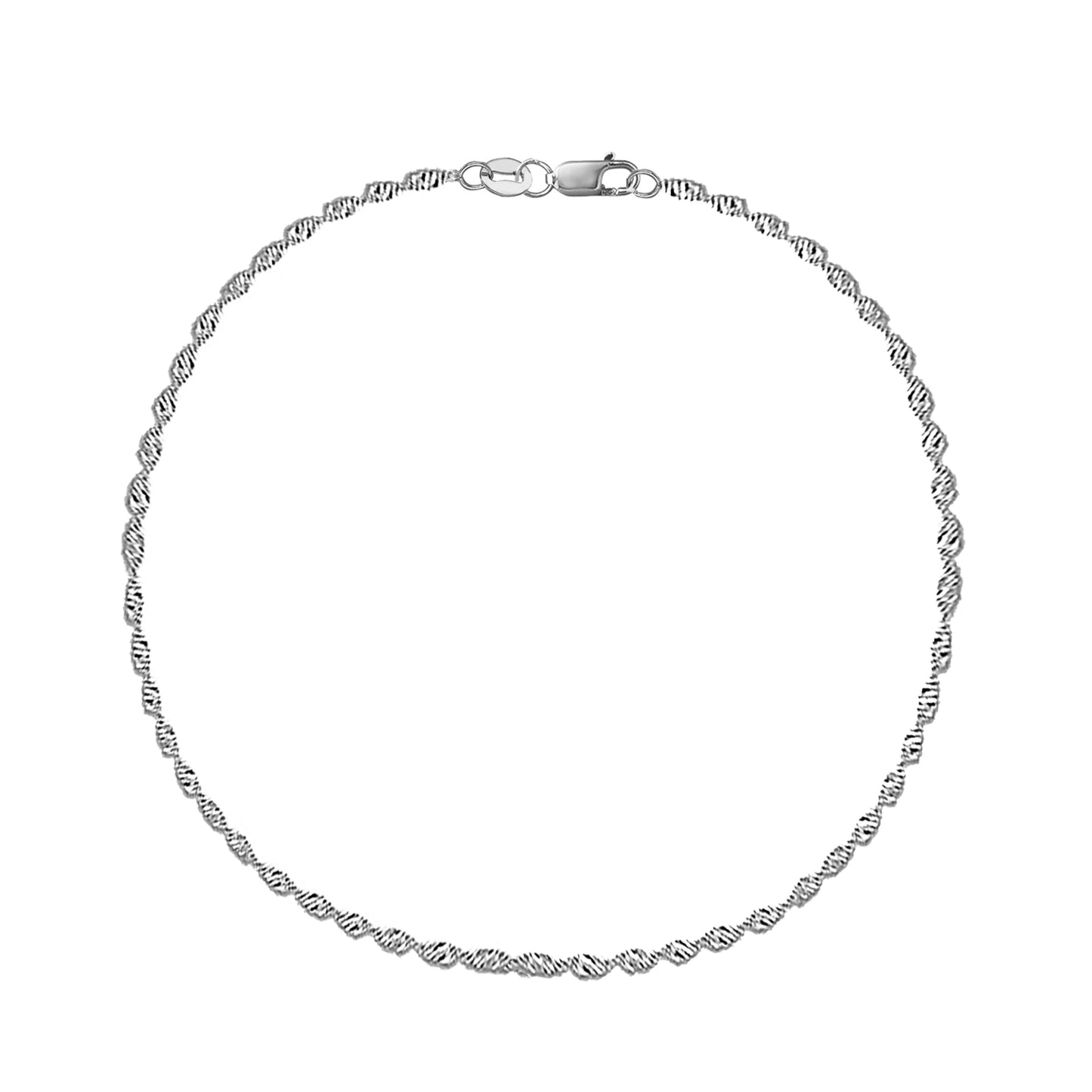 Ritastephens 14k White Gold Singapore Style Sparkle Anklet – 10 Inch Delicate Ankle Bracelet with Lobster Clasp, Elegant Luxury Gold Jewelry"